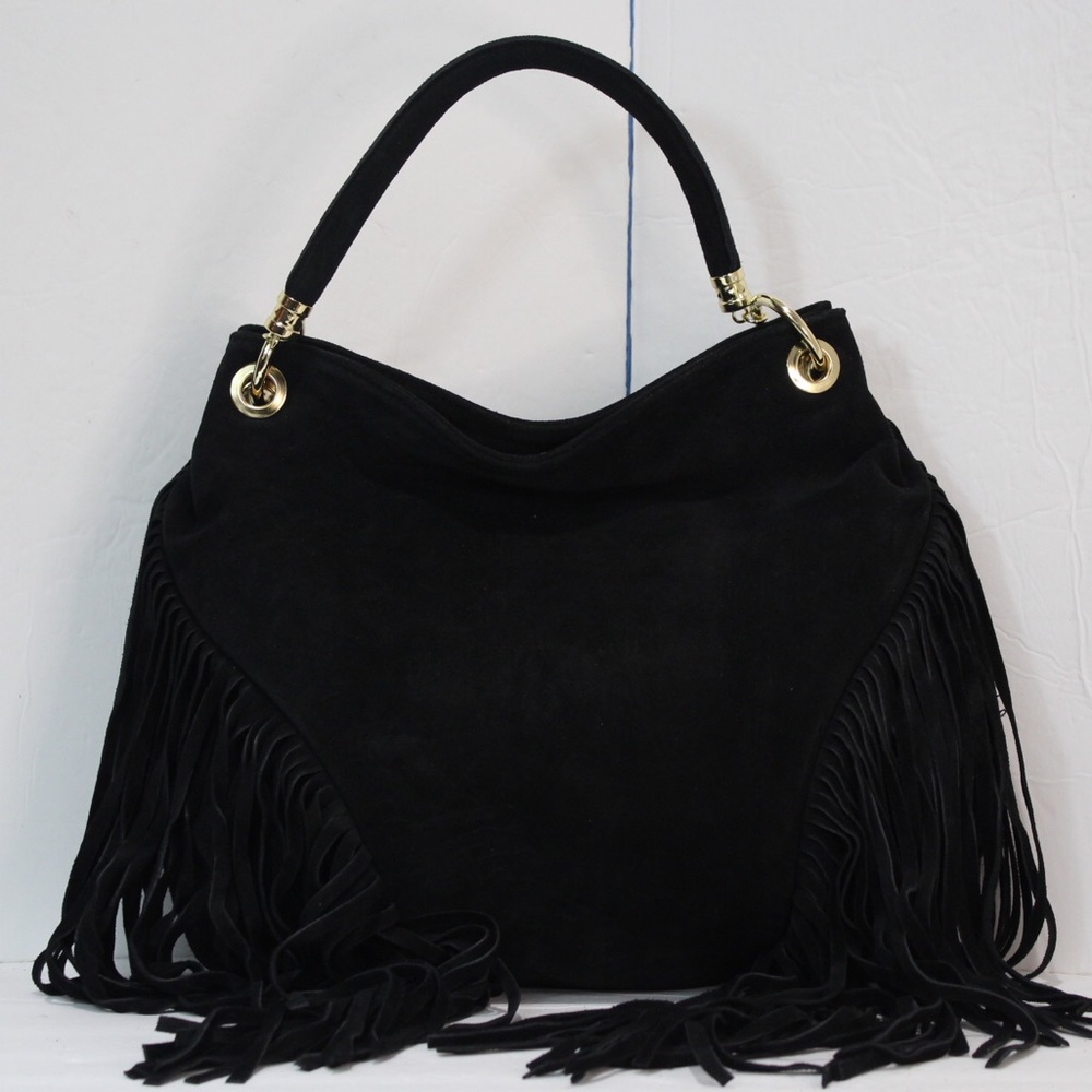 Kidus Woldemichael made in Italy suede hobo bag